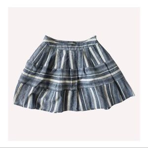 J.O.A. Flared Striped Linen Mini Skirt - XS